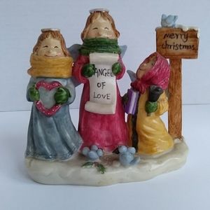 Nantucket Angels of Love Ceramic Figurine Merry Christmas Holiday